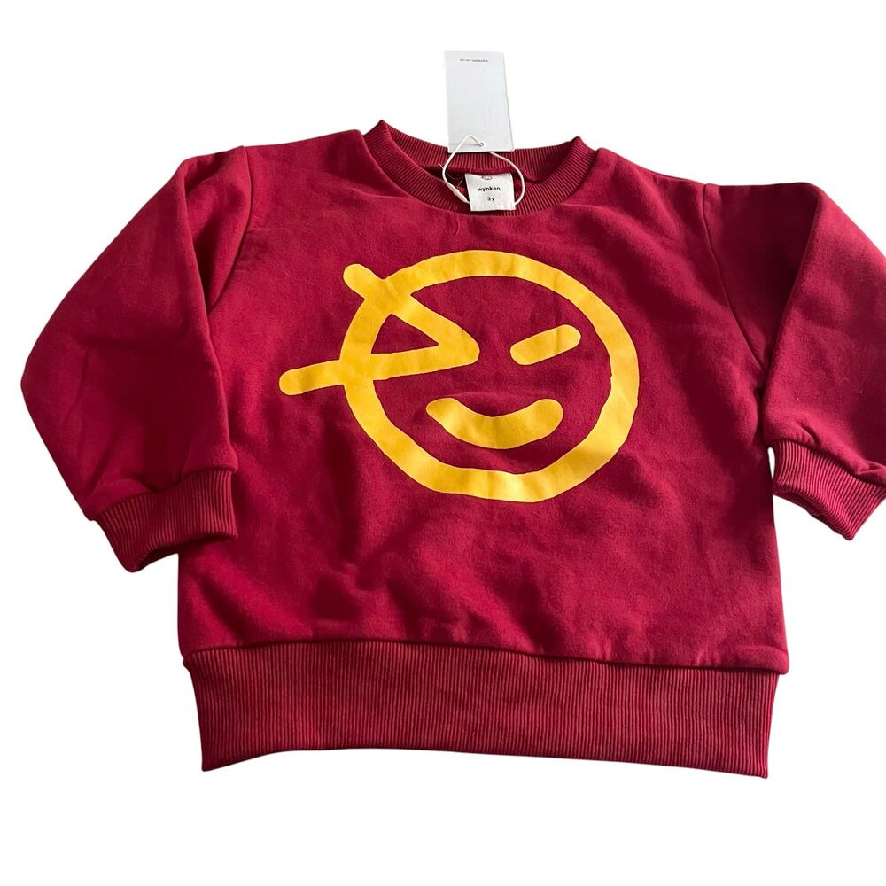 Wynken Unisex Boy Girl Cotton Burgundy Logo Sweatshirt Size 3 NWT